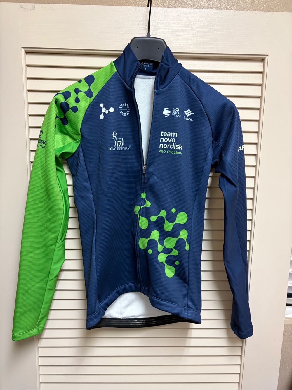 Santic Team Novo Nordisk Pro Cycling WindTex Jacket Jersey Men’s S UCI Blue